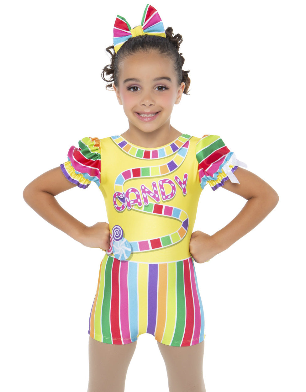 Candy Land Puff Sleeve Biketard