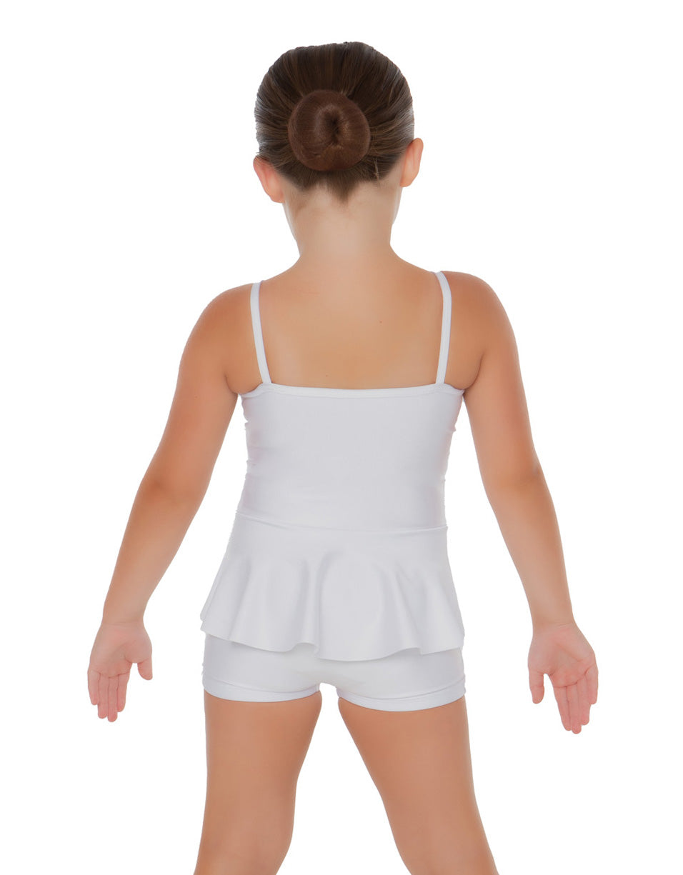 Solid Lycra Cami Biketard with Peplum