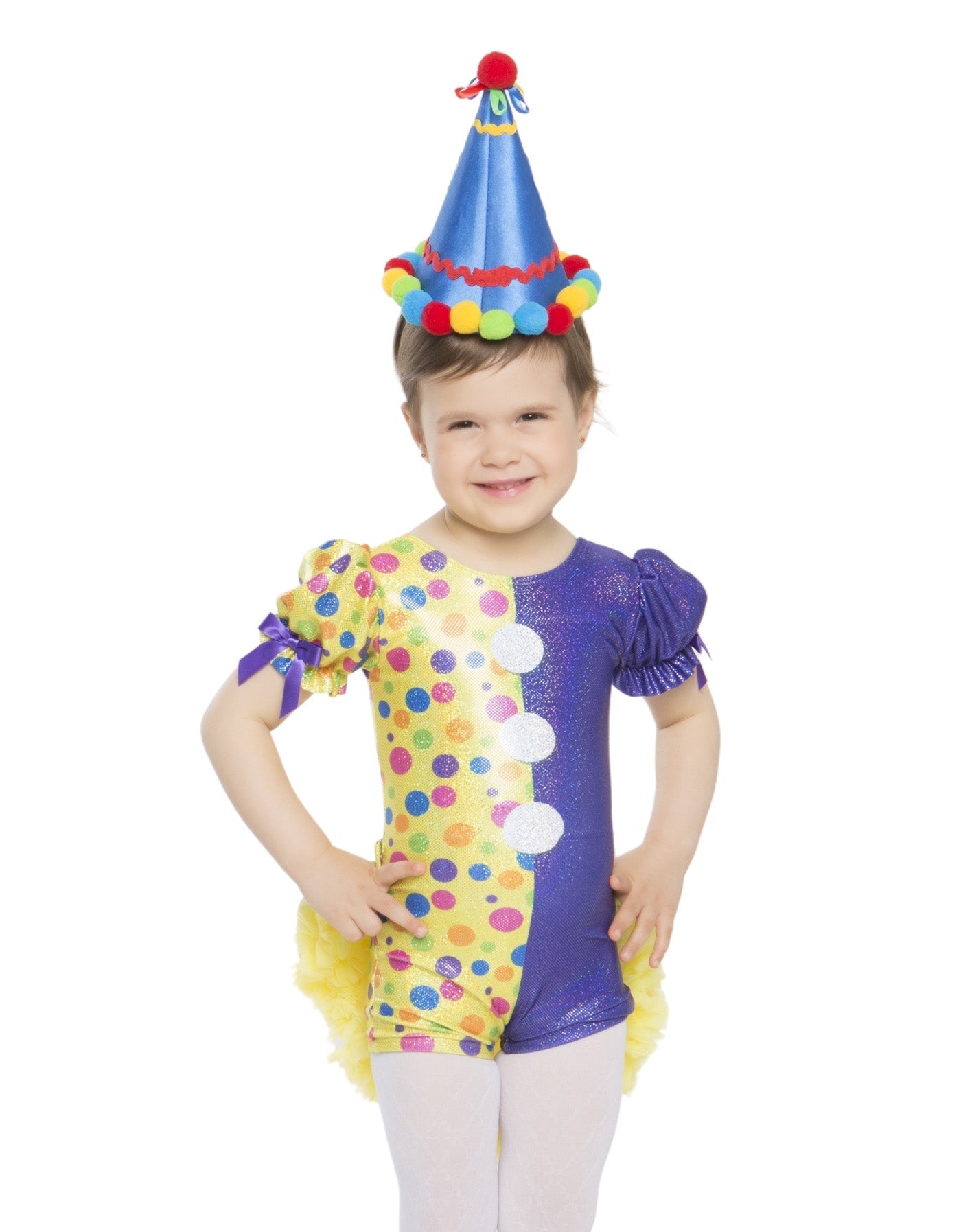 Ready Set Dance Circus Clown Puff Sleeve Biketard