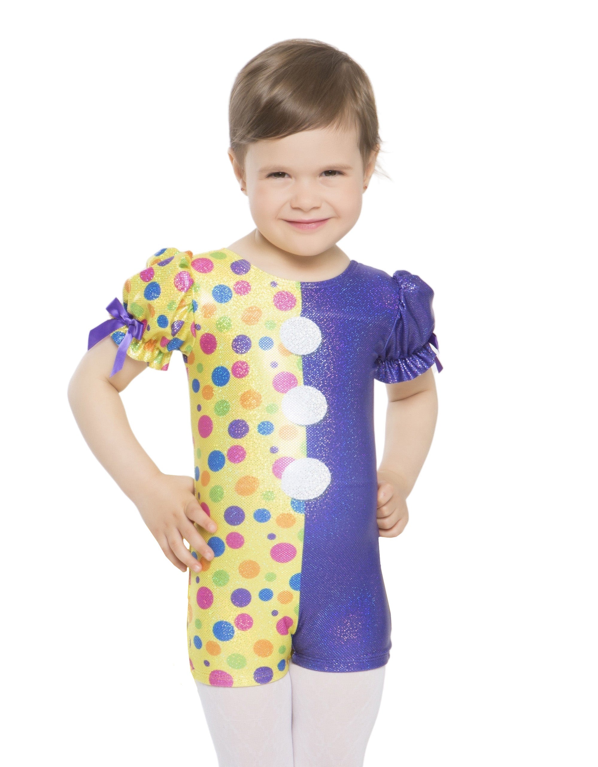 Ready Set Dance Circus Clown Puff Sleeve Biketard